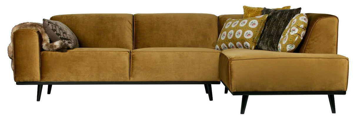 Statement Sofa w/right-facing chaise - Honey yellow velvet