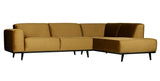 Statement Sofa w/right-facing chaise - Honey yellow velvet