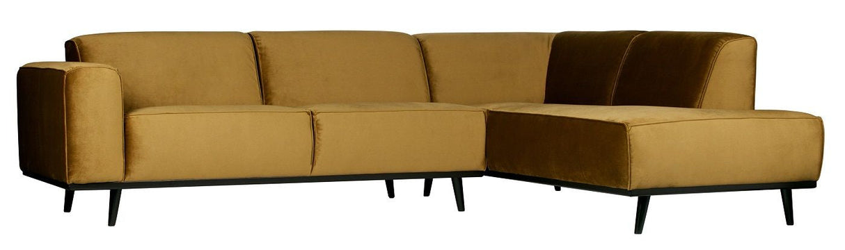 Statement Sofa w/right-facing chaise - Honey yellow velvet