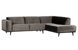 Statement Sofa with right-facing chaise, Taupe velour