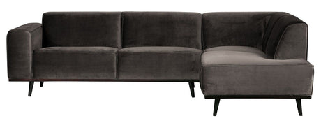 Statement Sofa with right-facing chaise, Taupe velour