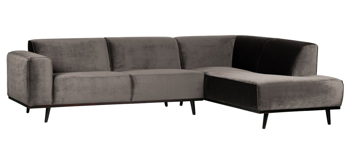 Statement Sofa with right-facing chaise, Taupe velour