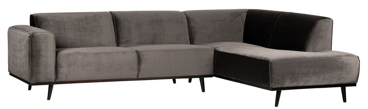 Statement Sofa with right-facing chaise, Taupe velour