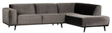 Statement Sofa with right-facing chaise, Taupe velour