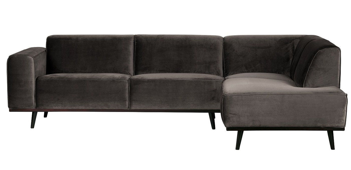 Statement Sofa with right-facing chaise, Taupe velour