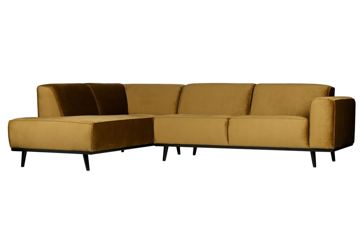 Statement Sofa with left-facing chaise, Honey yellow velvet