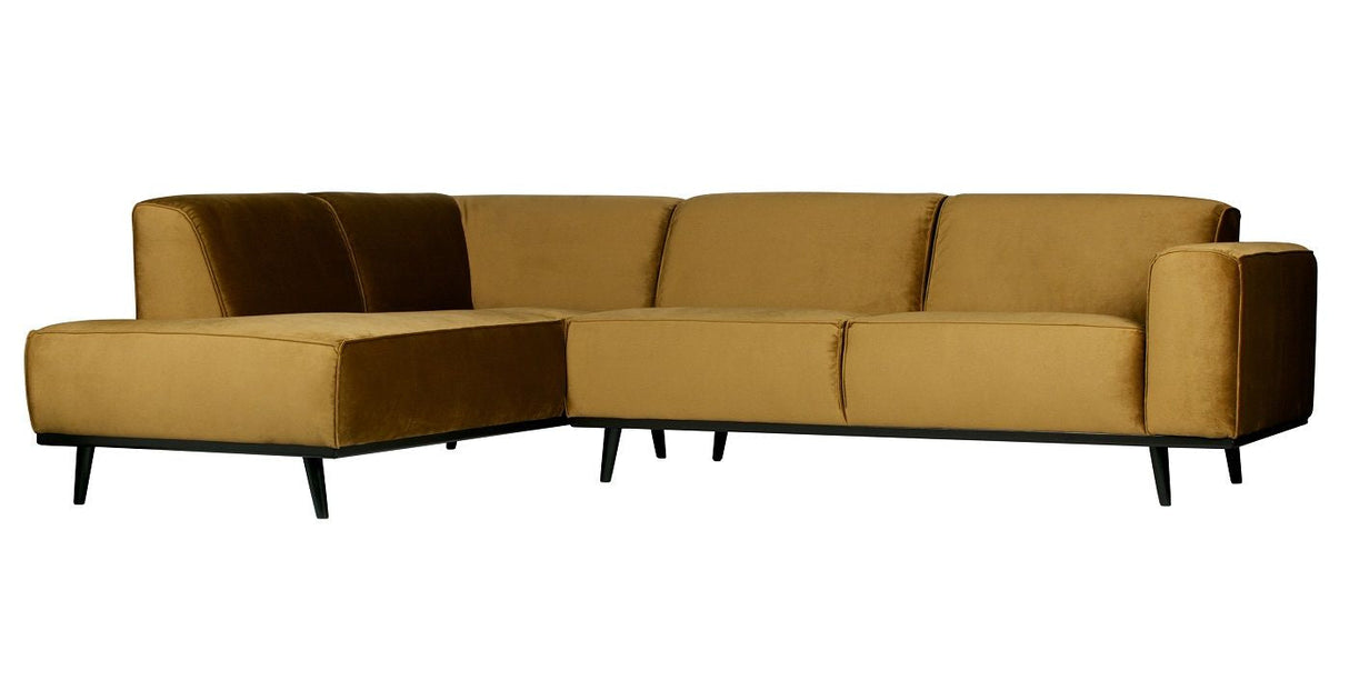 Statement Sofa with left-facing chaise, Honey yellow velvet