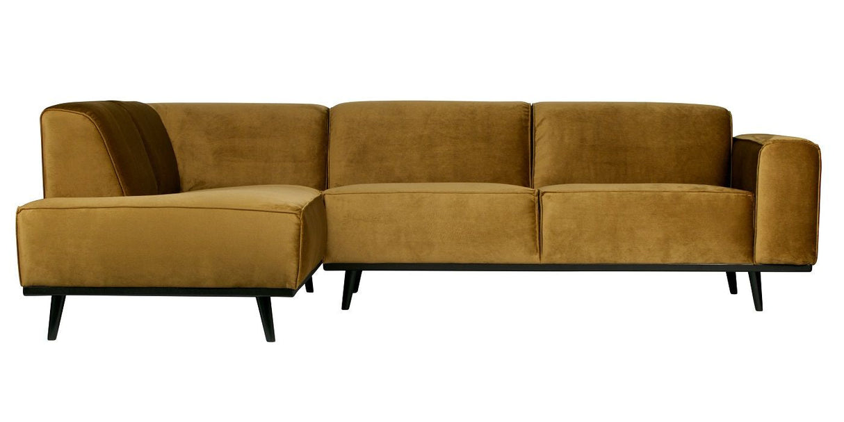 Statement Sofa with left-facing chaise, Honey yellow velvet