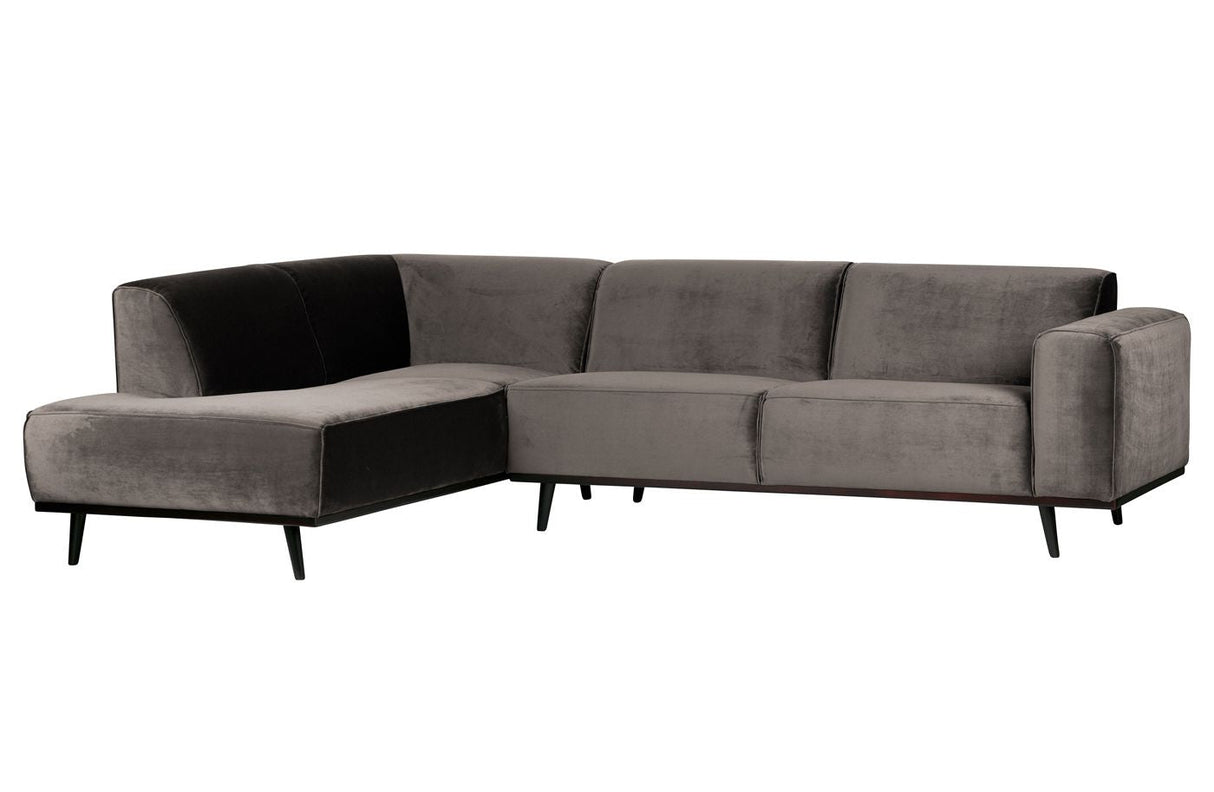 Statement Sofa with left-facing chaise, Taupe velour