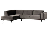 Statement Sofa with left-facing chaise, Taupe velour