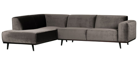 Statement Sofa with left-facing chaise, Taupe velour