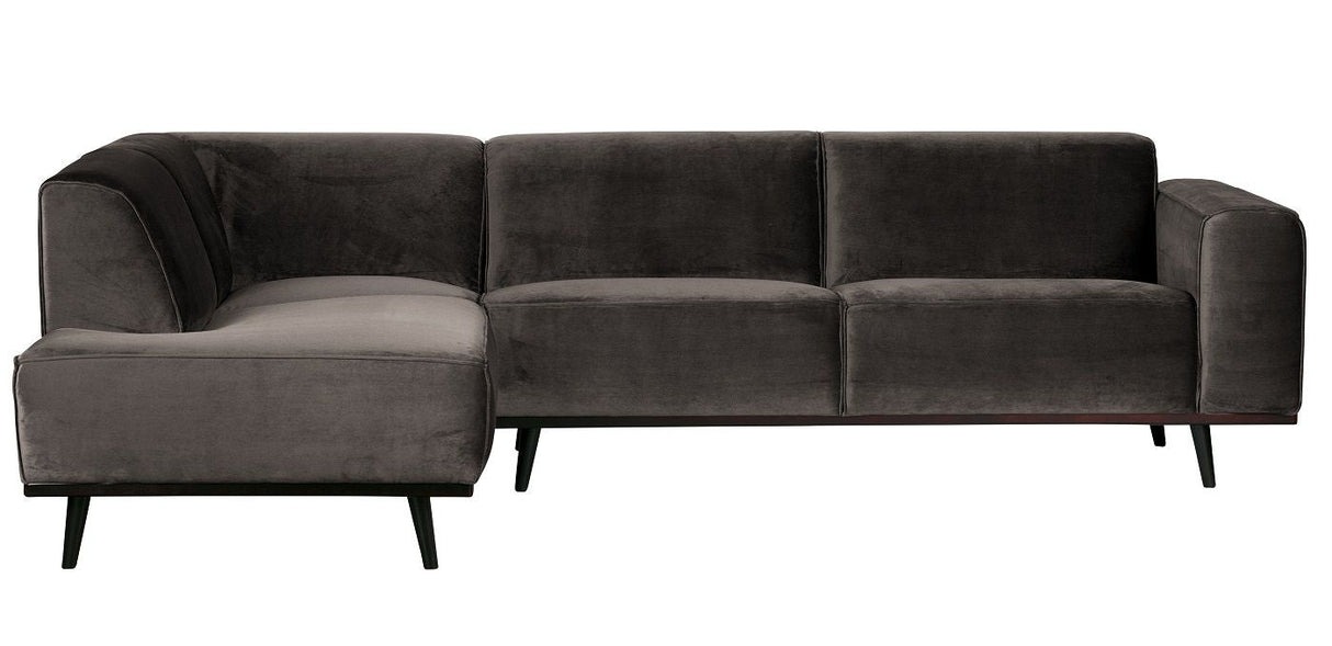 Statement Sofa with left-facing chaise, Taupe velour