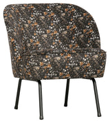 Vogue Lounge Chair, Aquarel Flower Black Velour