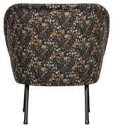 Vogue Lounge Chair, Aquarel Flower Black Velour