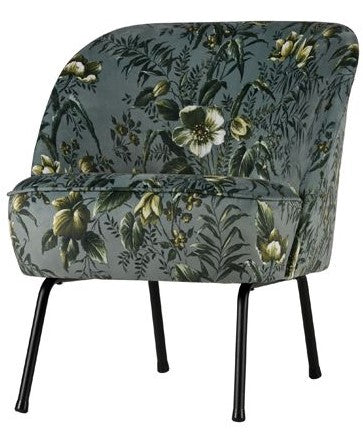 Vogue Lounge Chair Velour - Gray floral print