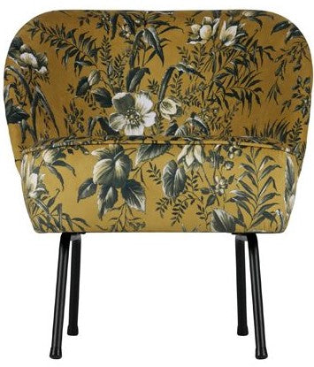 Vogue Lounge Chair Velour - yellow floral print