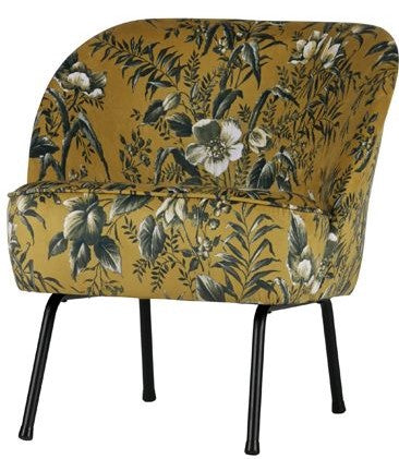 Vogue Lounge Chair Velour - yellow floral print