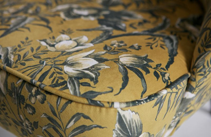 Vogue Lounge Chair Velour - yellow floral print