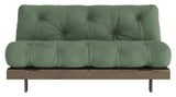 Roots 160 Sofa bed, Brown lacquered pine, Olive Green