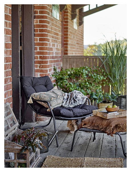 Bloomingville Boel Deckchair with footstool, Black, Metal