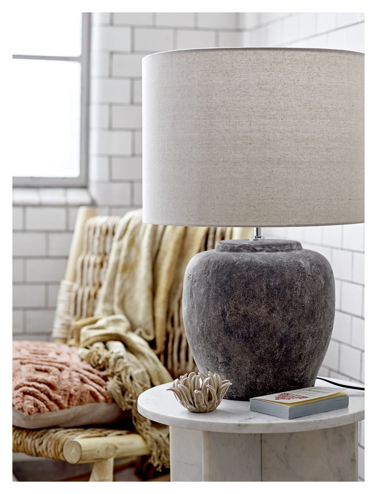 Bloomingville Isabelle Table Lamp, Nature, Stoneware