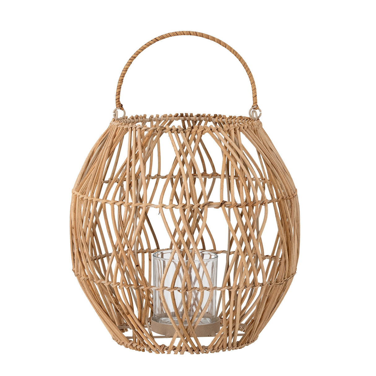 Bloomingville Maiga Lantern w. glass, Nature, Rattan