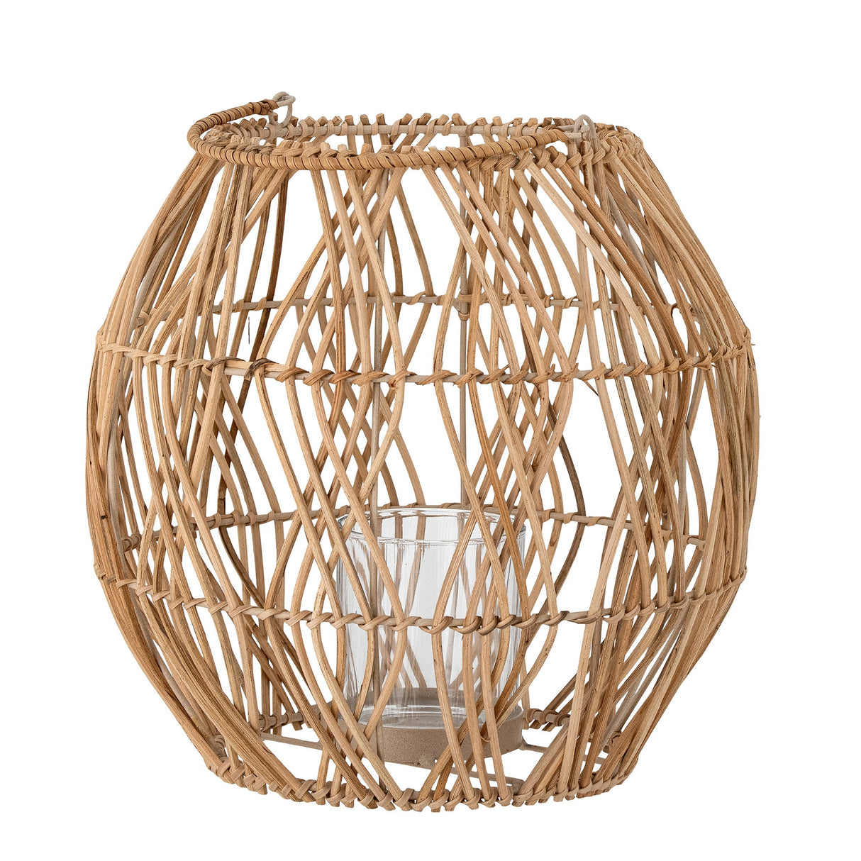 Bloomingville Maiga Lantern w. glass, Nature, Rattan