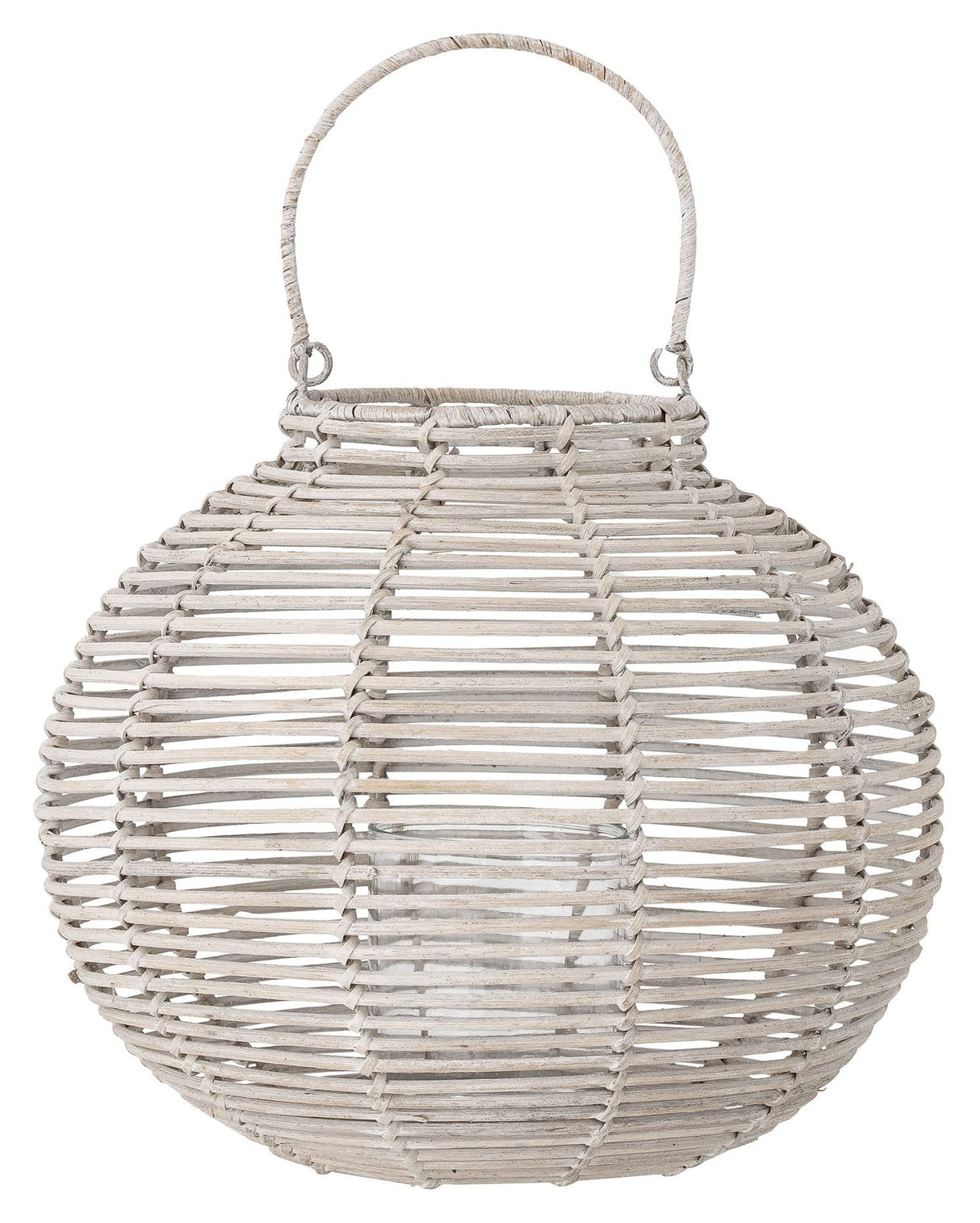 Bloomingville Malua Lantern w. glass, White, Rattan