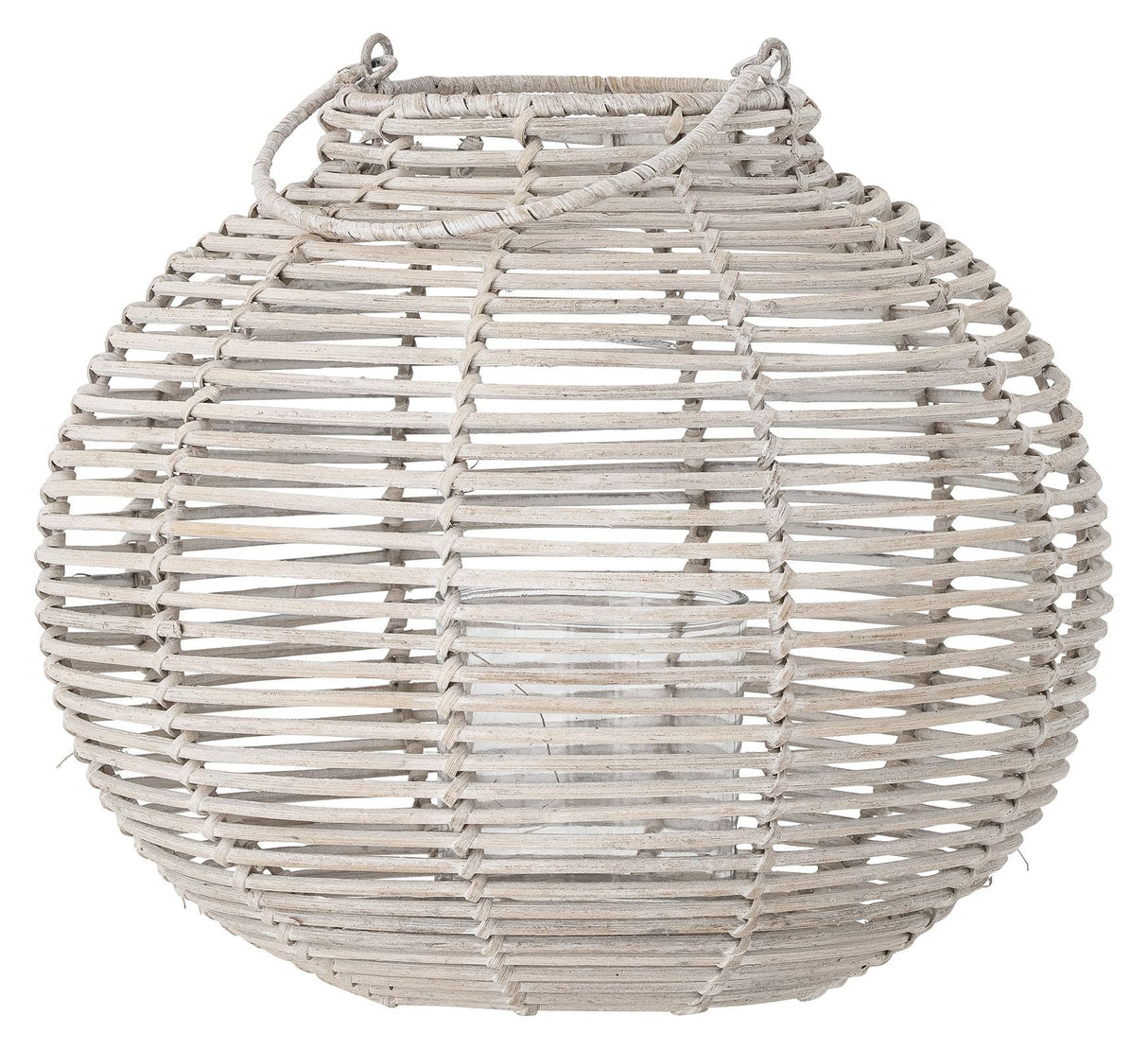 Bloomingville Malua Lantern w. glass, White, Rattan