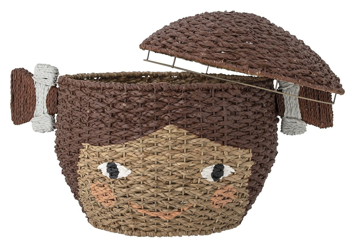 Lill Basket with Lid, Brown Bankuan Grass