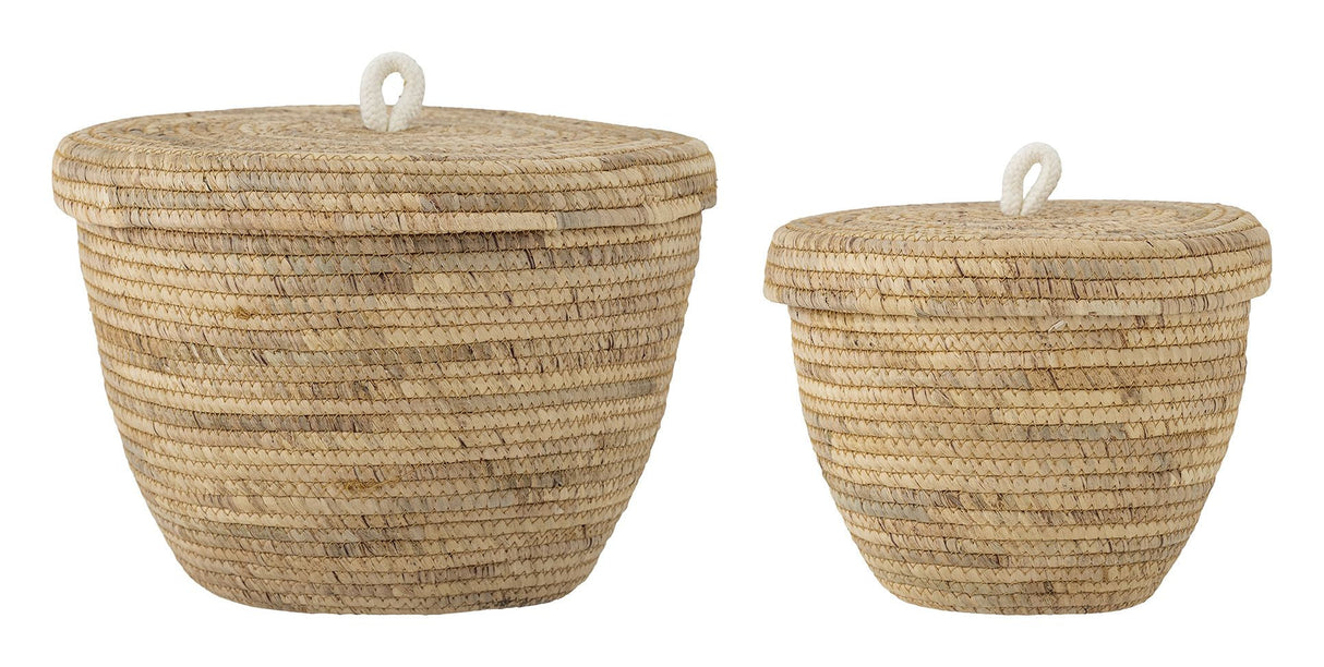 Bloomingville Noi Basket set of 2 m. lid, Nature