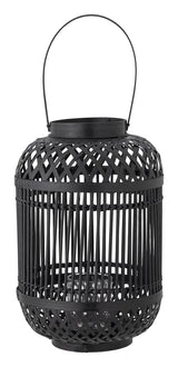 Bloomingville Tilla Lantern w. glass, Black bamboo