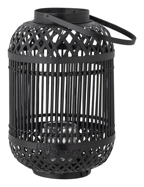 Bloomingville Tilla Lantern w. glass, Black bamboo