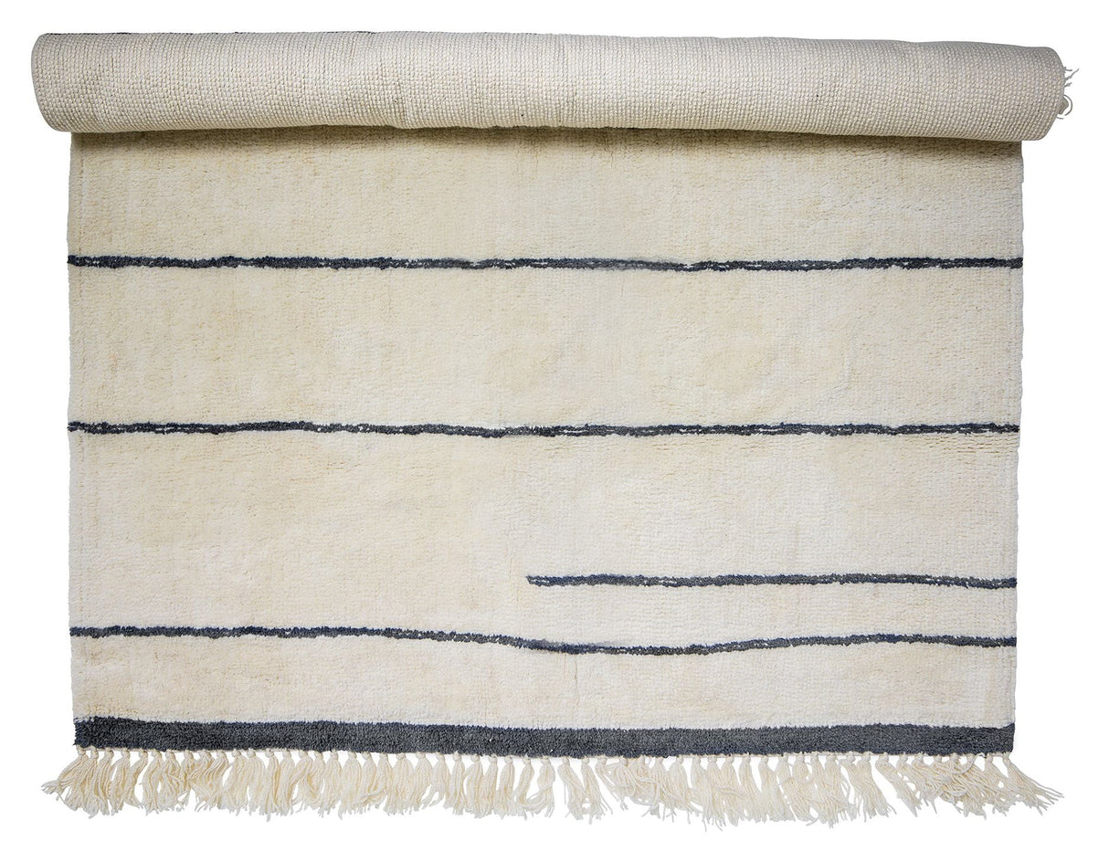 Bloomingville Wool Carpet White with Line