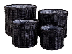 Bogor Basket, 4 round baskets, black