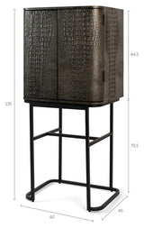 Ava Morgana Bar cupboard, Crocodile leather look