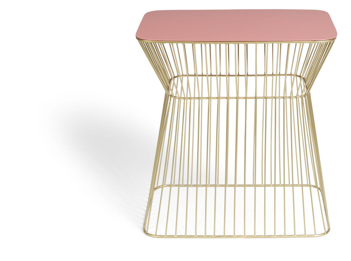 No Offence Side Table - Pink/Brass, 45x29.5