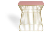 No Offence Side Table - Pink/Brass, 45x29.5