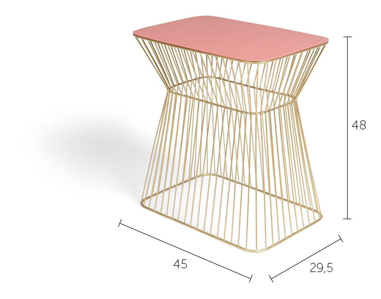 No Offence Side Table - Pink/Brass, 45x29.5