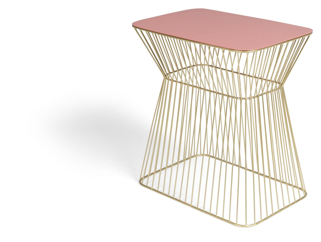 No Offence Side Table - Pink/Brass, 45x29.5