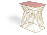 No Offence Side Table - Pink/Brass, 45x29.5