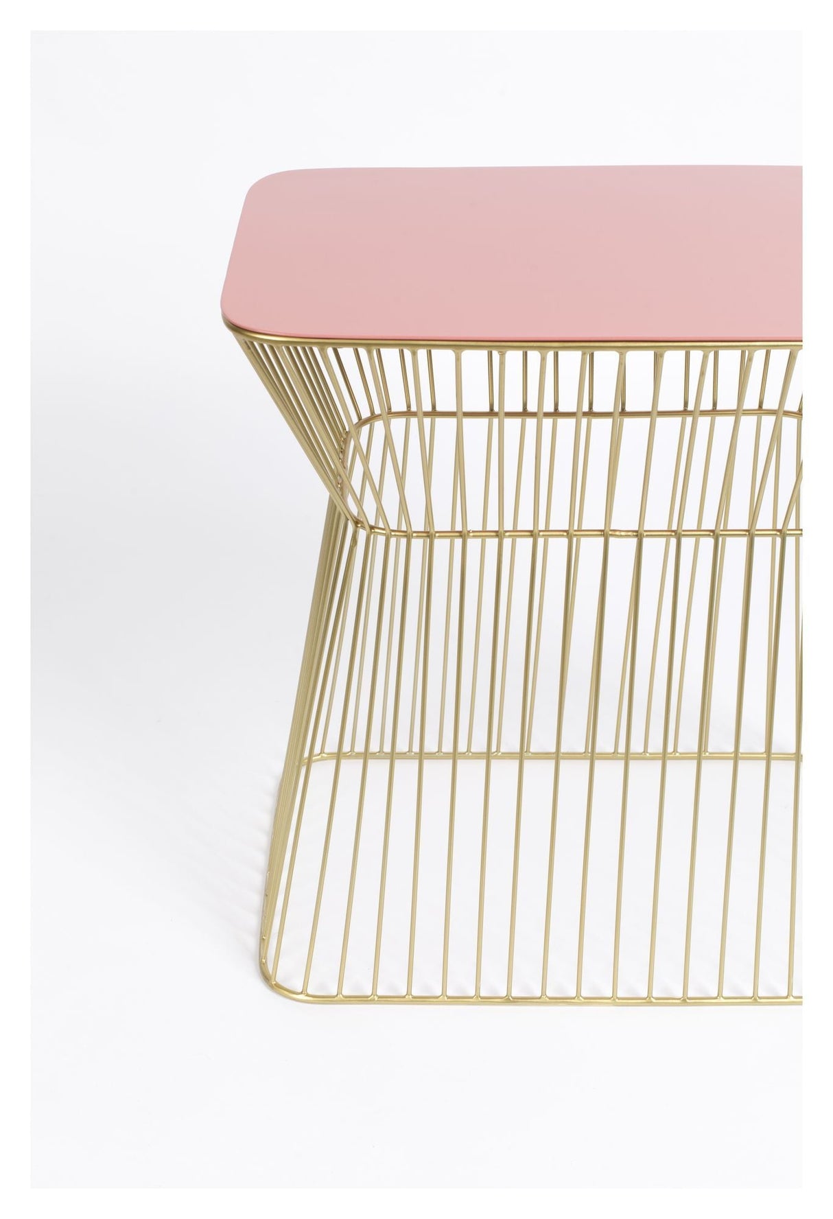 No Offence Side Table - Pink/Brass, 45x29.5