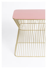 No Offence Side Table - Pink/Brass, 45x29.5