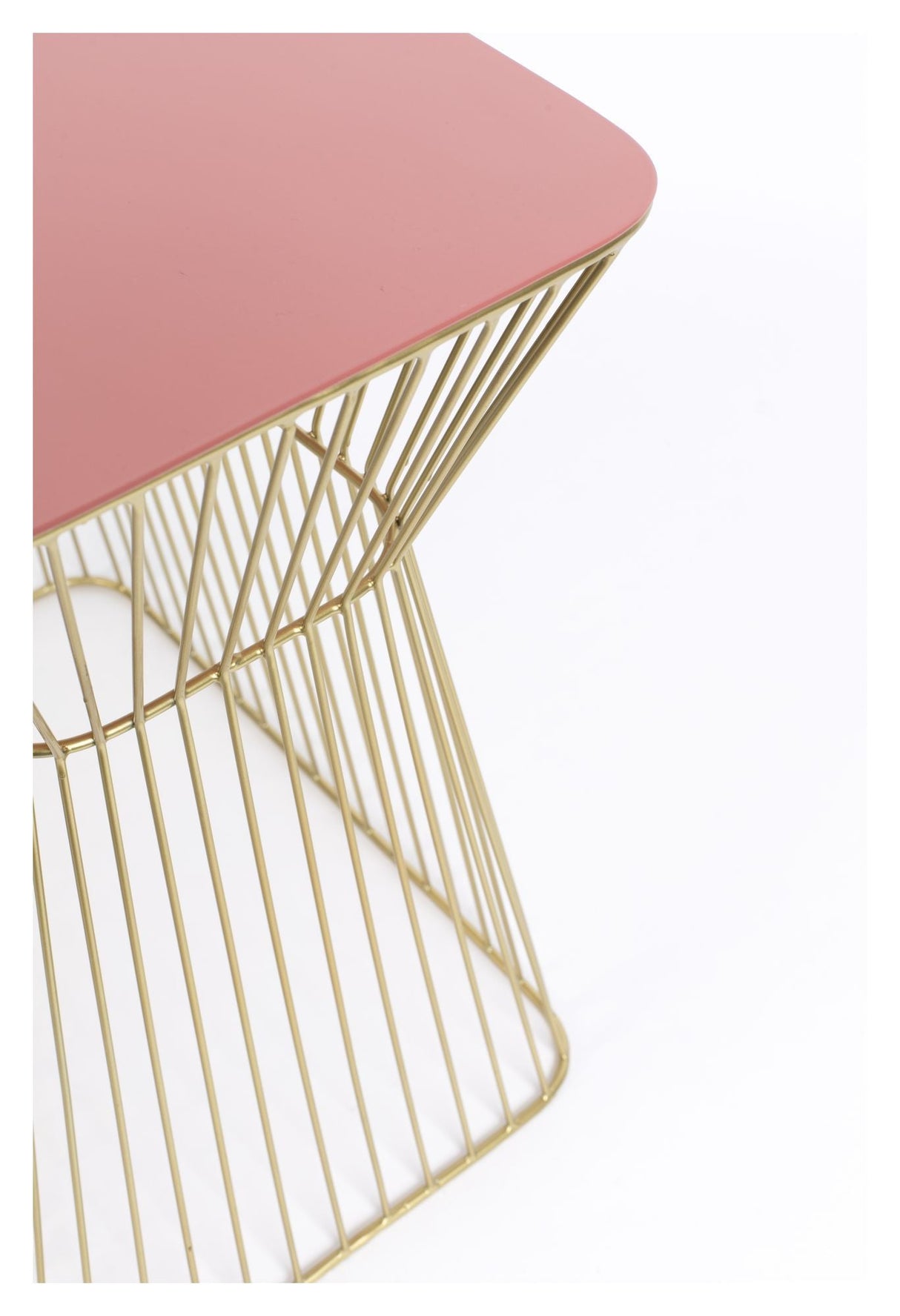 No Offence Side Table - Pink/Brass, 45x29.5