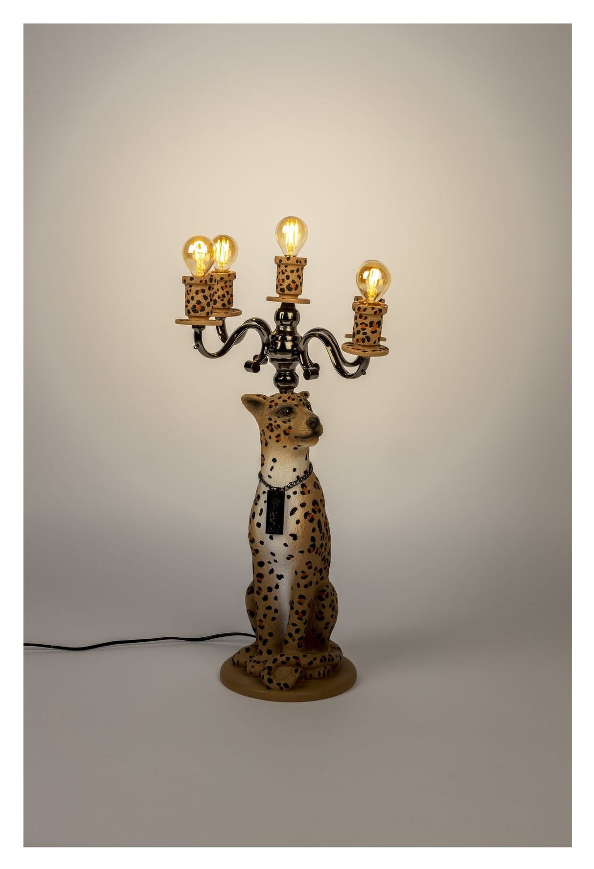 PROUDLY CROWNED PANTHER Floor Lamp, Stained