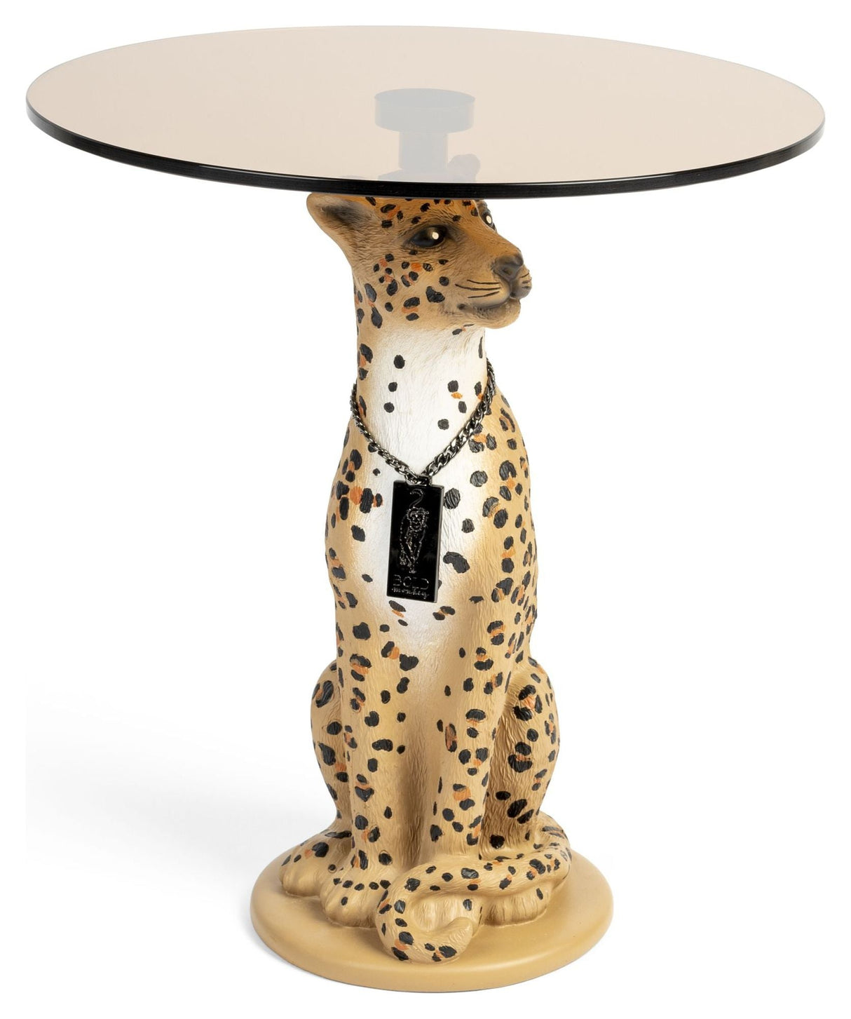 PROUDLY CROWNED PANTHER Side Table, Stained