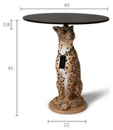 PROUDLY CROWNED PANTHER Side Table, Stained