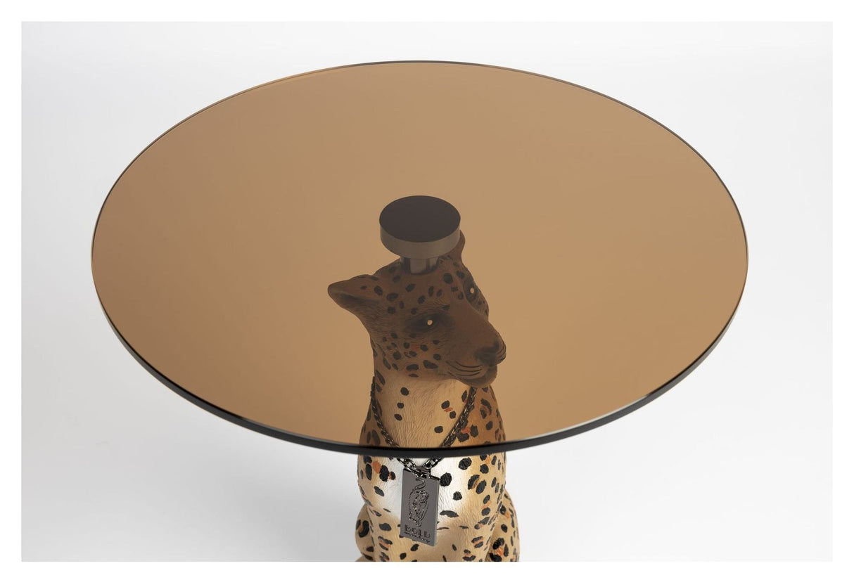 PROUDLY CROWNED PANTHER Side Table, Stained