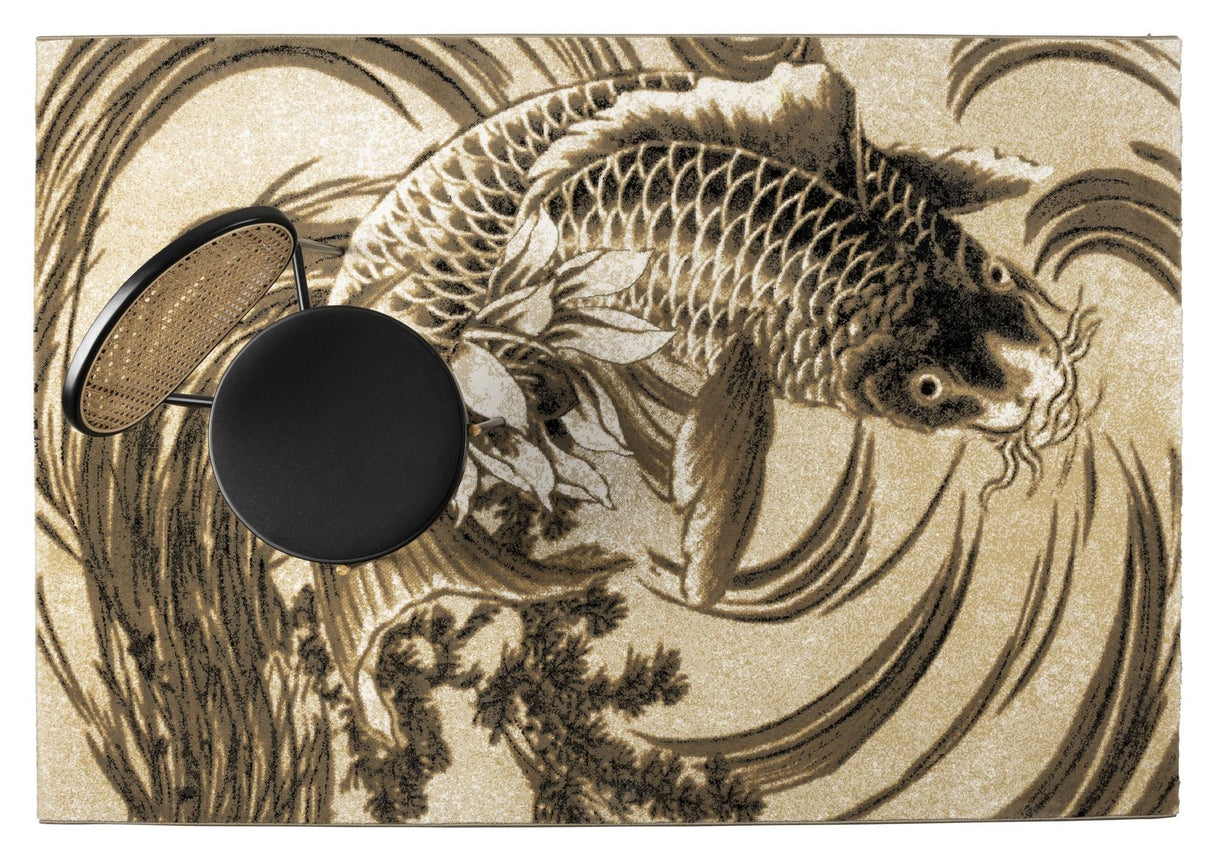 THE LEGEND OF KOI Rug, 160X230 Beige/Black Gray