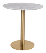 Bolzano Dining table, marble look, brass legs, Ø70